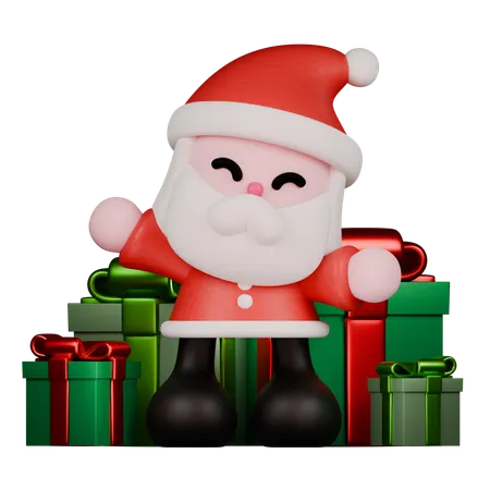 Santa With Gifts  3D Icon
