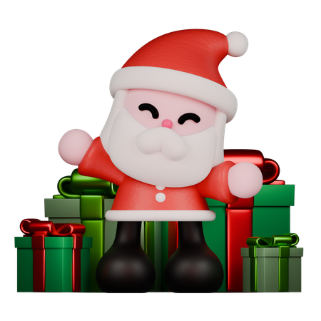 Santa With Gifts  3D Icon