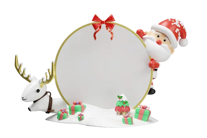 Santa With Roll Banner  3D Icon