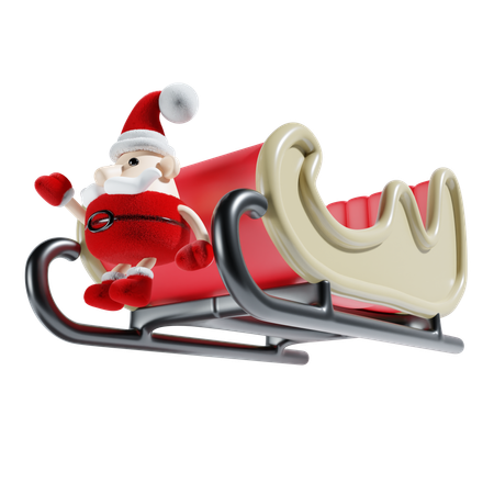 Santa With Sledge  3D Illustration