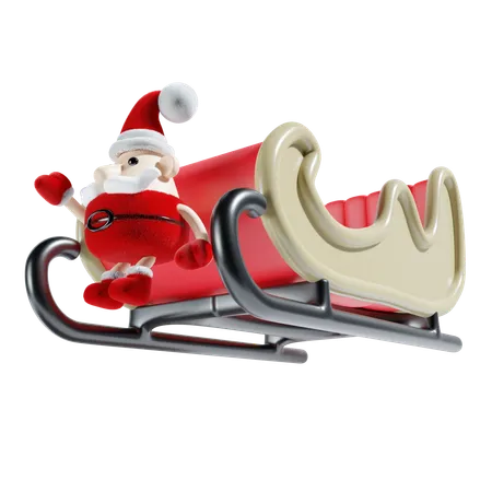 Santa With Sledge  3D Illustration