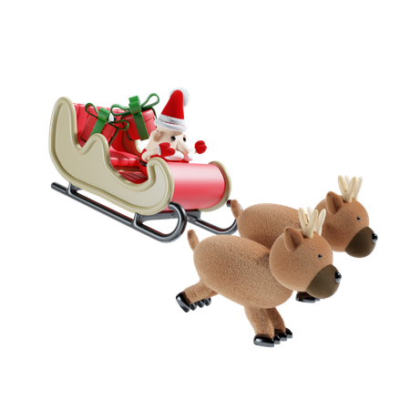 Santa With Sledge  3D Illustration