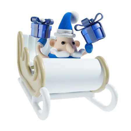 Santa Claus With Blue Theme 3D Illustration