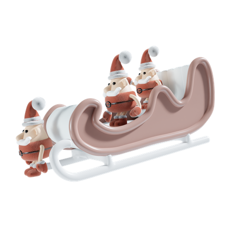 Santa With Sledge  3D Icon