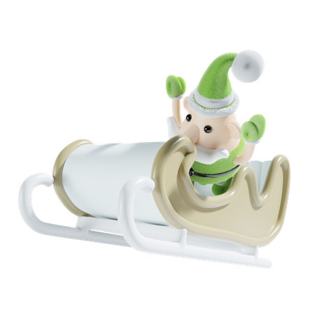 Santa With Sledge  3D Illustration