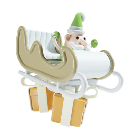 Santa With Sledge  3D Illustration