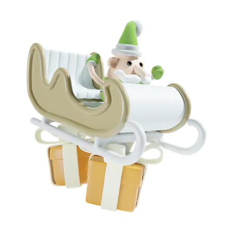 Santa With Sledge  3D Illustration