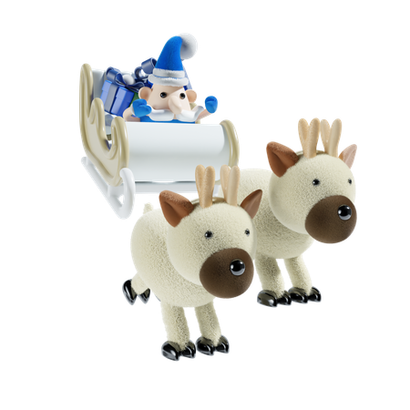 Santa With Sledge  3D Illustration