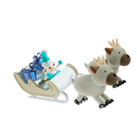 Santa With Sledge  3D Illustration