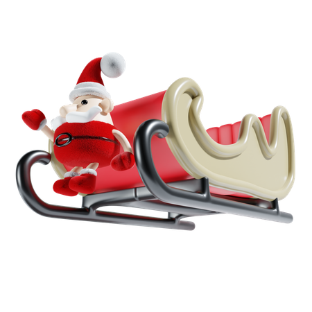 Santa With Sledge  3D Illustration