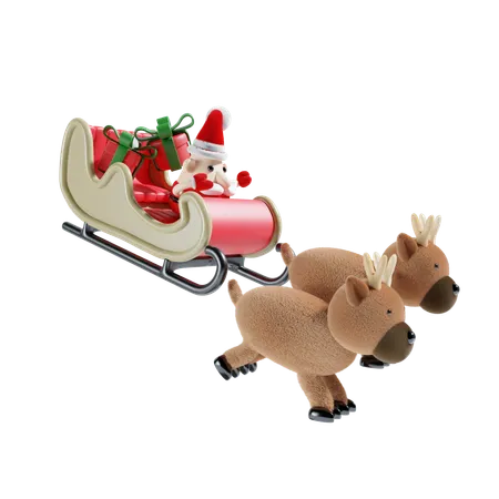 Santa With Sledge  3D Illustration