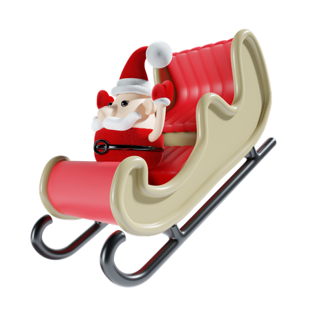 Santa With Sledge  3D Illustration