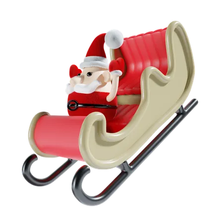 Santa With Sledge  3D Illustration