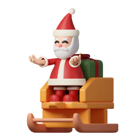 Papá Noel en trineo  3D Icon