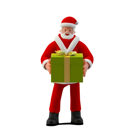 Santaclause Holding Gift box 3D Illustration
