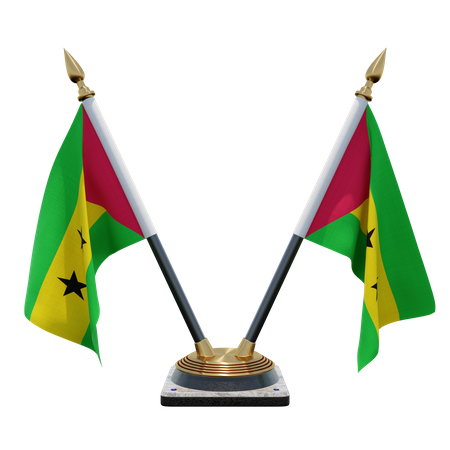 Sao Tome and Principe Double Desk Flag Stand  3D Icon
