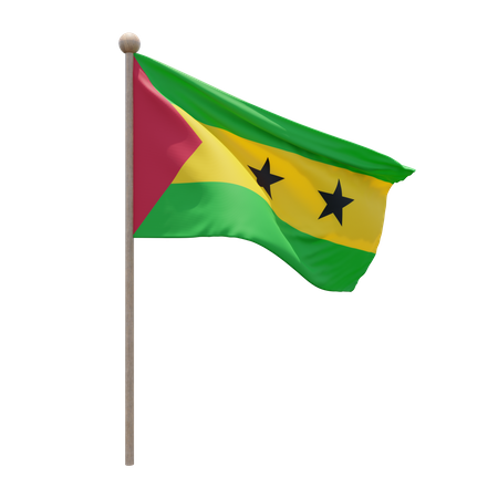 Sao Tome and Principe Flag Pole  3D Icon