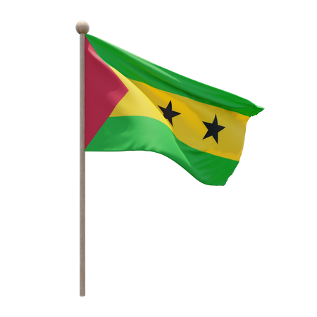 Sao Tome and Principe Flag Pole  3D Flag