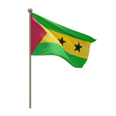 Sao Tome and Principe Flag Pole  3D Illustration