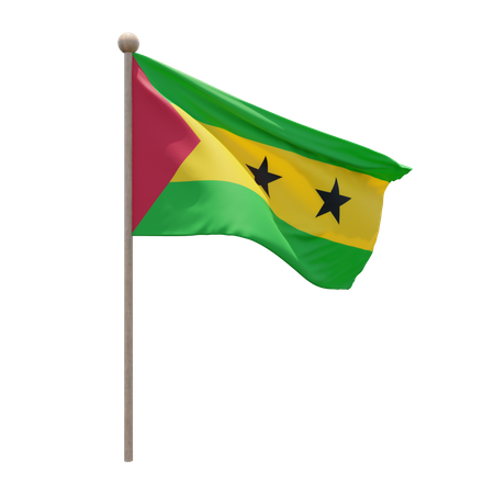 Sao Tome and Principe Flagpole 3D Icon