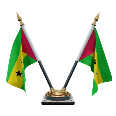 Porte-drapeau à double bureau de Sao Tomé-et-Principe  3D Flag