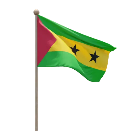 Mât de drapeau de Sao Tomé-et-Principe  3D Flag