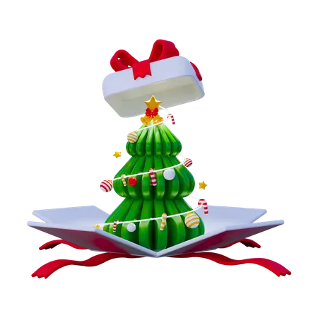 Sapin de Noël avec boîte cadeau  3D Icon