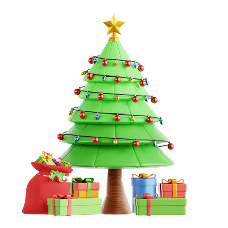 Arbre de Noël avec cadeau  3D Icon