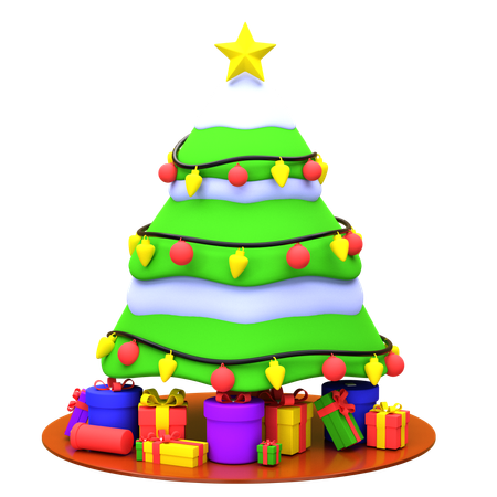 Sapin de Noël avec coffrets cadeaux  3D Icon