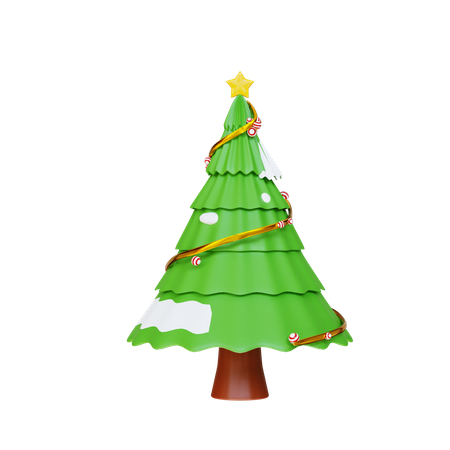 Arbre de Noël avec étoile  3D Illustration