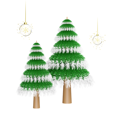 Arbre de Noël recouvert de neige  3D Illustration