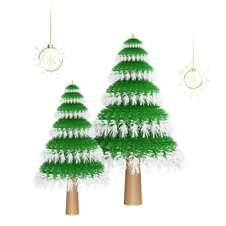 Arbre de Noël recouvert de neige  3D Illustration