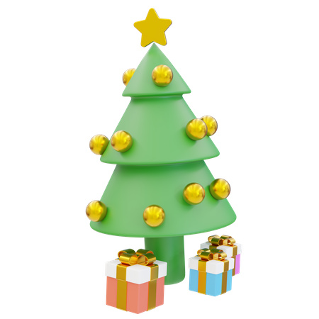 Arbre de Noël et cadeau  3D Icon