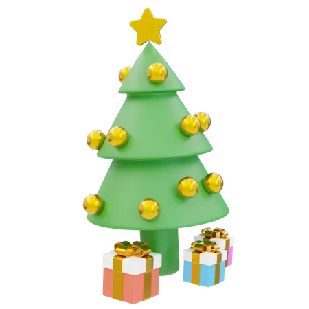 Arbre de Noël et cadeau  3D Icon