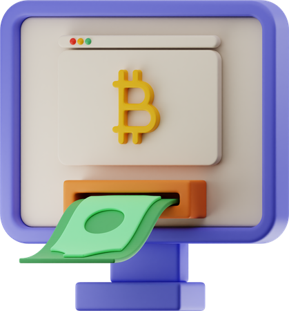 Retirada de bitcoin on-line  3D Illustration