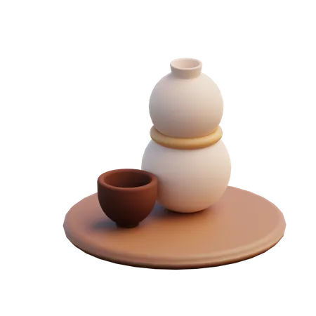 Chá verde japonês  3D Illustration
