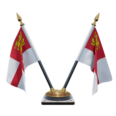 Sark Double Desk Flag Stand  3D Flag