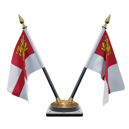 Sark Double Desk Flag Stand 3D Illustration