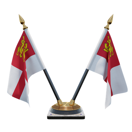 Sark Double (V) Desk Flag Stand 3D Icon