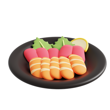 Sashimi de peixe cru fresco  3D Icon