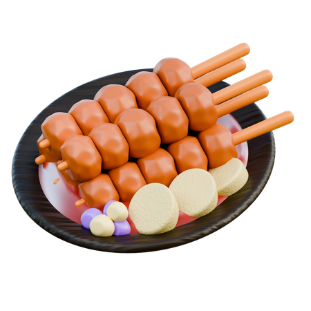 Satay de frango com comida tradicional indonésia  3D Icon