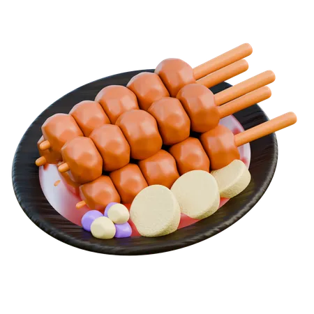 Satay de frango com comida tradicional indonésia  3D Icon