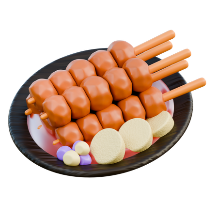 Sate Ayam Indonesian Traditional Food  3D Icon