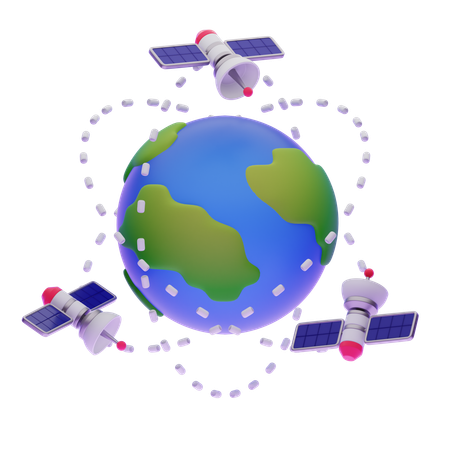 Satellit umkreist die Erde  3D Icon