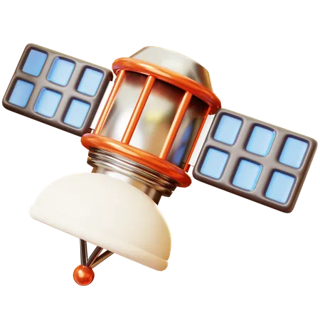 3 D Cute Cartoon Space Satellite Orbiting The Earth Communication Science Fiction And Comic Galaxy Space Concept 3D Icon