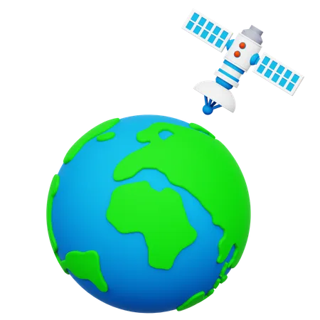 Satellite en orbite autour de la Terre  3D Icon