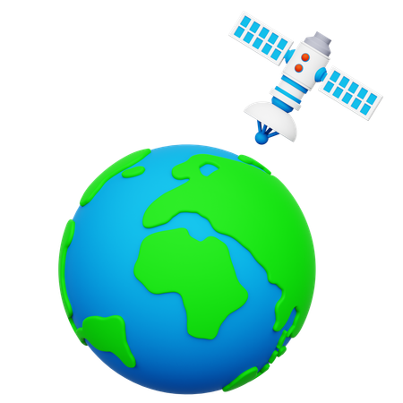 Satellite Orbiting Earth  3D Icon