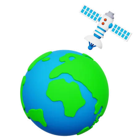 Satellite Orbiting Earth  3D Icon