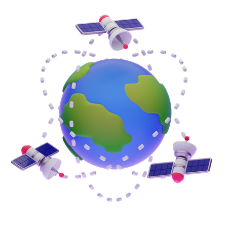 Satellite Orbiting Earth  3D Icon