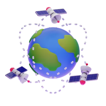 Satellite Orbiting Earth  3D Icon